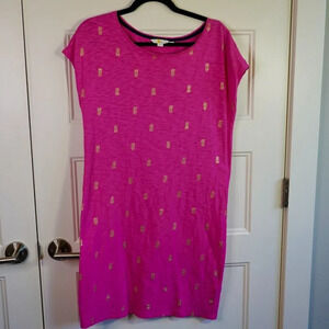 Boden Paulina Jersey Shift T-Shirt Dress‎ Pineapple Print Pink Size US 6 R